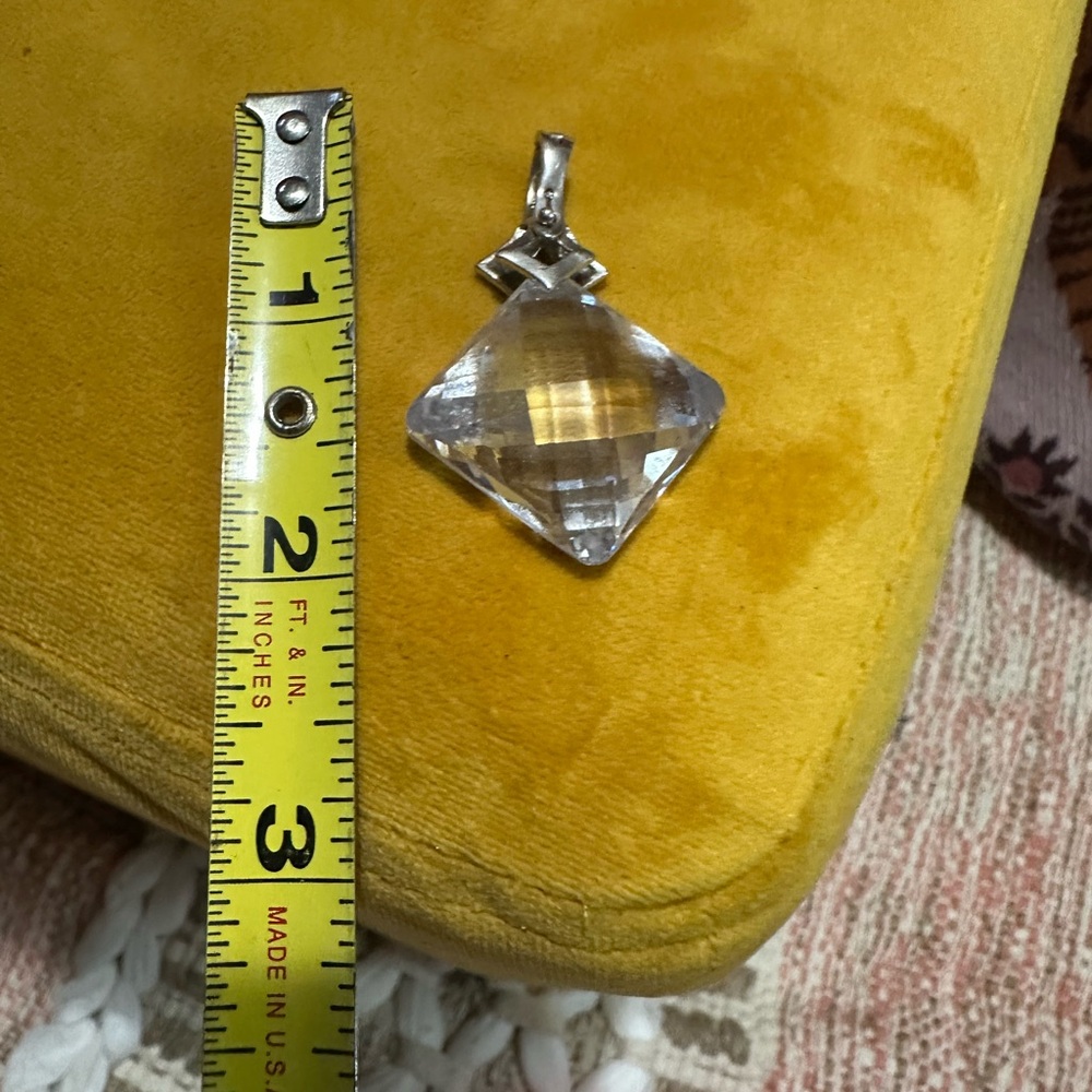 Large STERLING SILVER CRYSTAL pendant - Picture 3 of 3